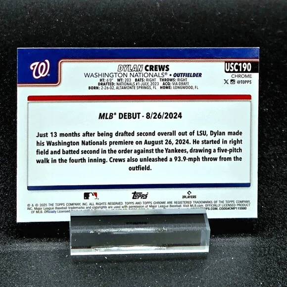 Dylan Crews Bowman Topps Chrome Ice RC's Washington Nationals Top Prospect - Picture 3 of 7